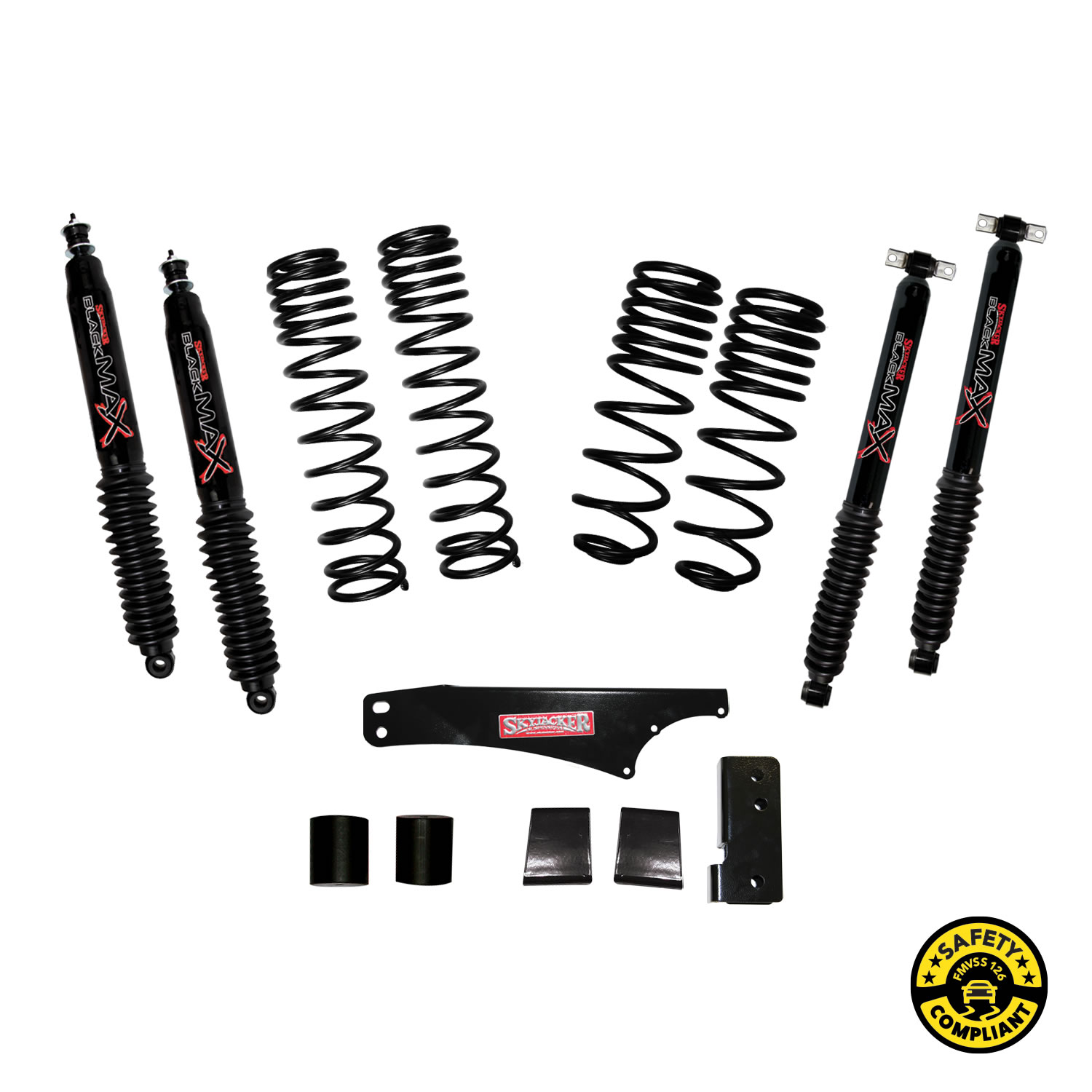 JK25BPBLT – Jeep Wrangler JK 4-Door  Inch Dual Rate Long Travel Lift  Kit With Black Max Shocks - Skyjacker Suspensions